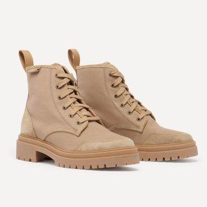 BA&SH Canastra Lace-Up Ankle Boots / Size 36 / Beige Leather Suede Combat